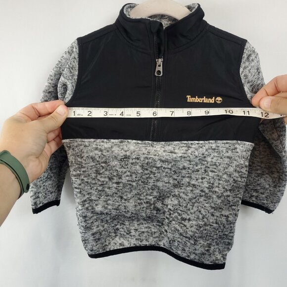 Timberland Boys Black Grey Pullover 1/3 Zip Sz 24mnths Collared Jacket - Picture 7 of 8